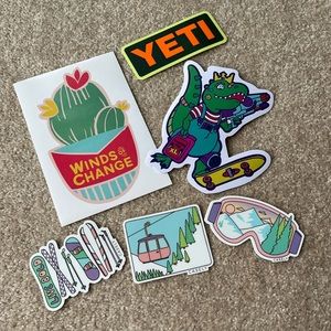 Bundle of 6 stickers surf skate snowboard ski